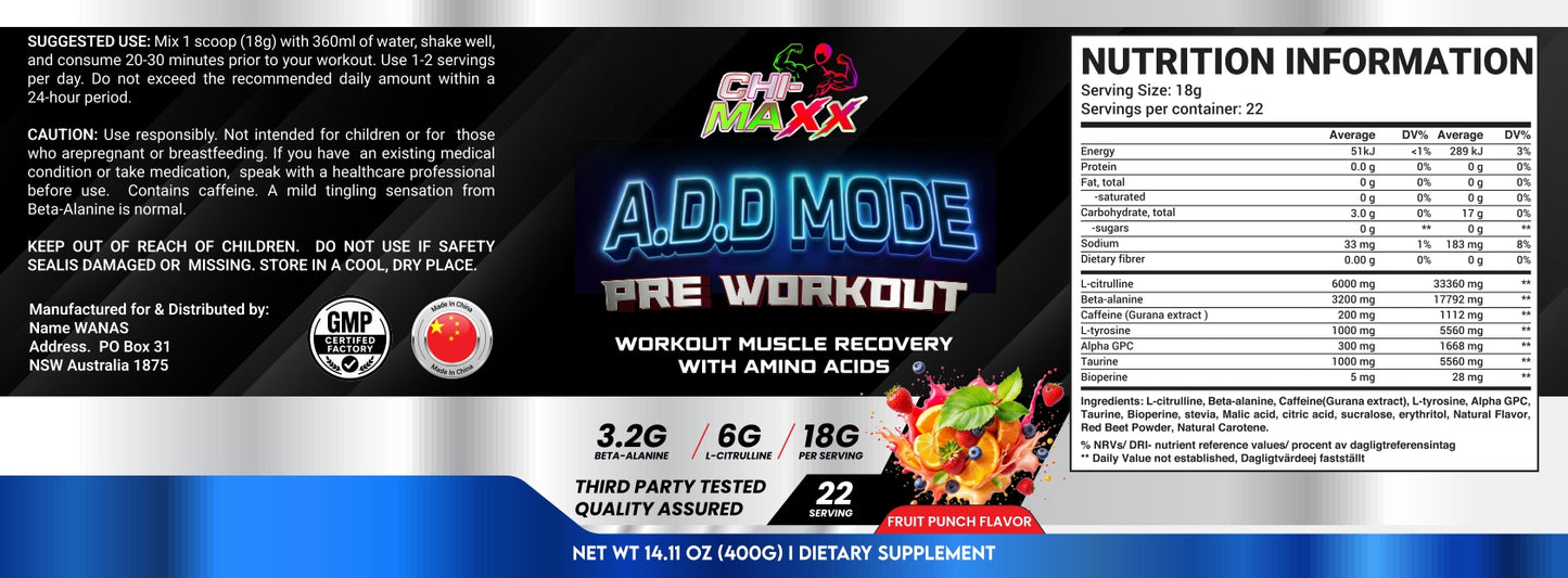 ChiMaxx ADD Mode Pre-Workout