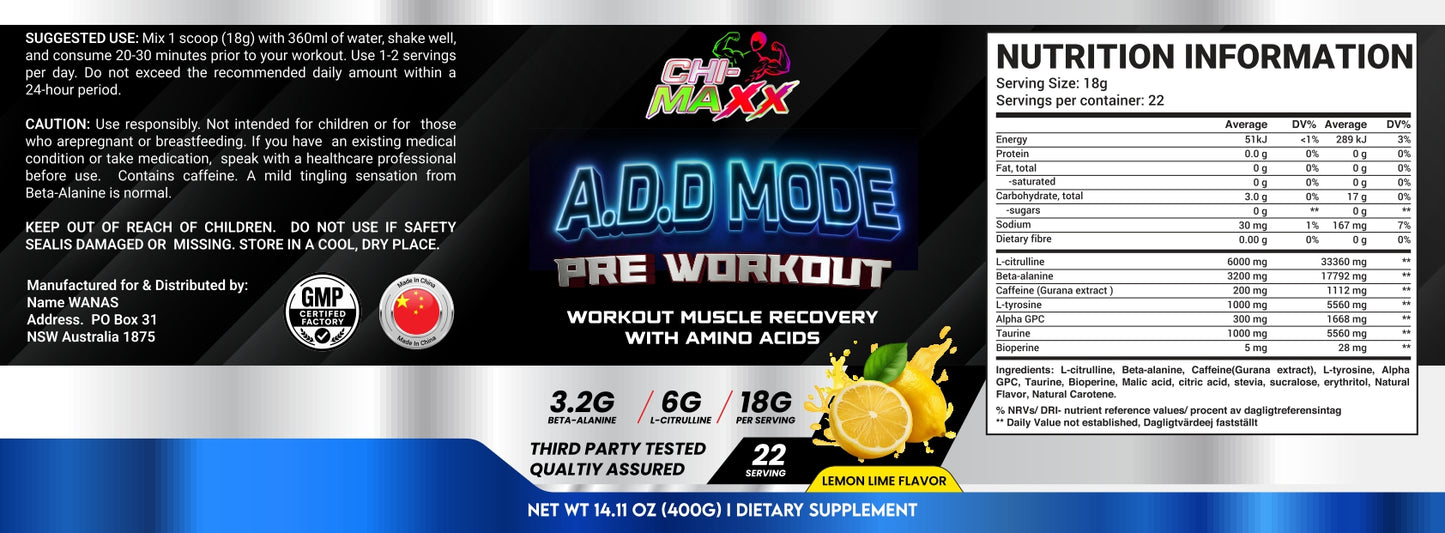 ChiMaxx ADD Mode Pre-Workout